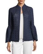 Grid-mesh Bell-sleeve Jacket