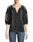 Artisan Embroidered Button-front Blouse
