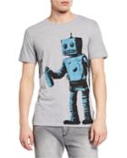 Men's Barcode Bot Graphic Cotton T-shirt