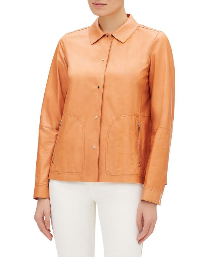 Jaren Button-front Lacquered Lambskin