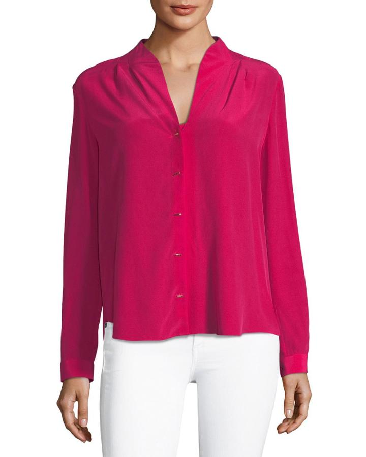 Bea Long-sleeve Button-front Blouse