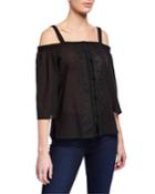 Rose Water Cold-shoulder Cotton Top