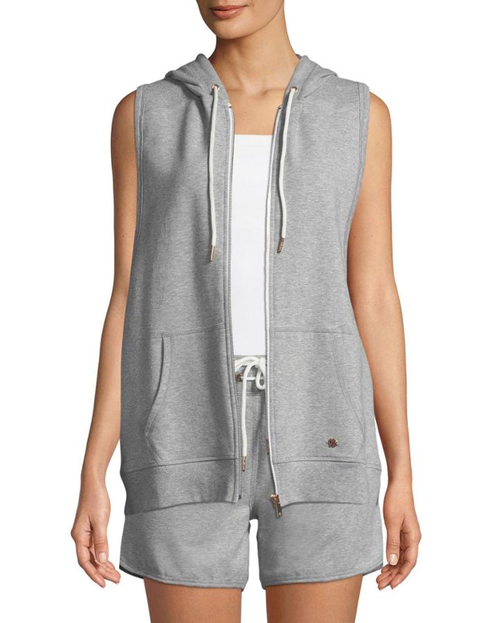 Zip-front Sleeveless Hoodie