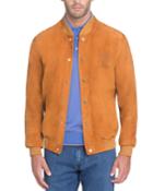 Snap-front Suede Bomber Jacket