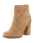 Rita Studded Suede Bootie, Taupe