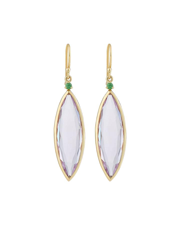18k Prisma Single Stone Linear Earrings