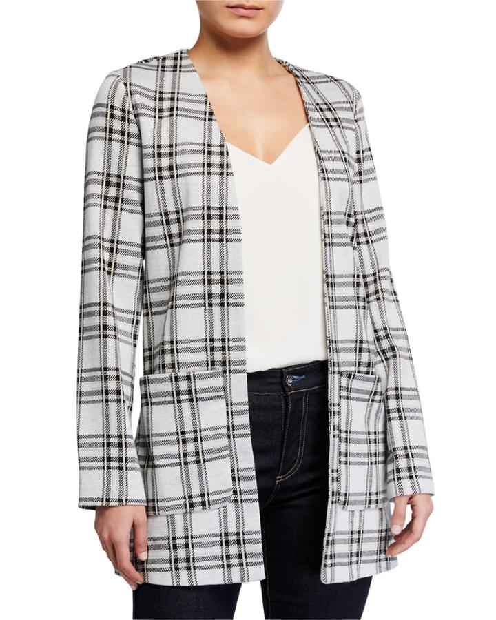 Collarless Knit Cardigan