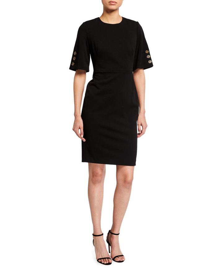 A-line Sheath Dress With Button Detail