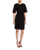 A-line Sheath Dress With Button Detail