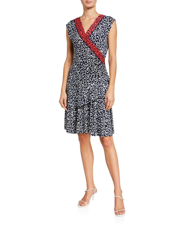 Sleeveless Surplice Double Ruffle Dress