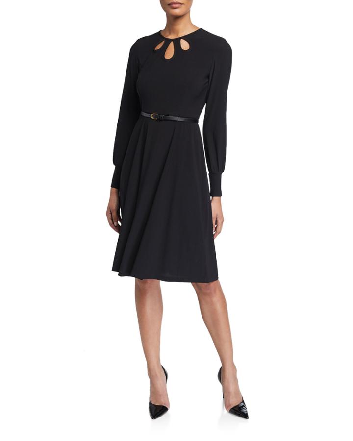 Cutout Fit-&-flare Belted Dress