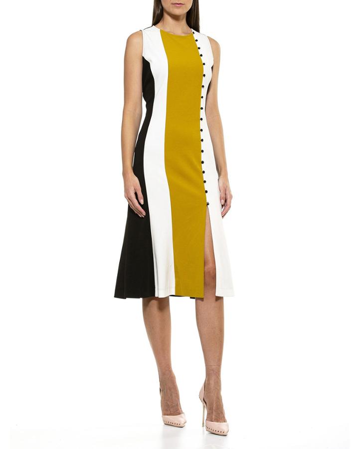 Anna Sleeveless Midi Colorblock Dress