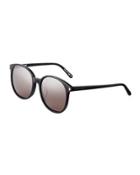Oval Plastic Sunglasses, Black
