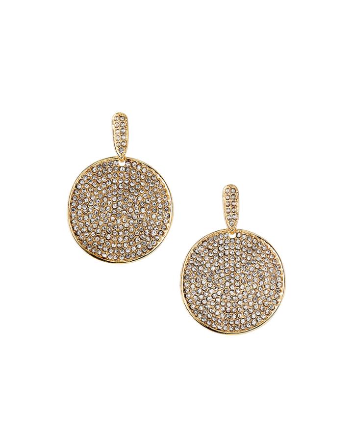 Paved Disc Front-drop Earrings