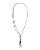 Long Freshwater Pearls & Smoky Quartz Tassel Necklace