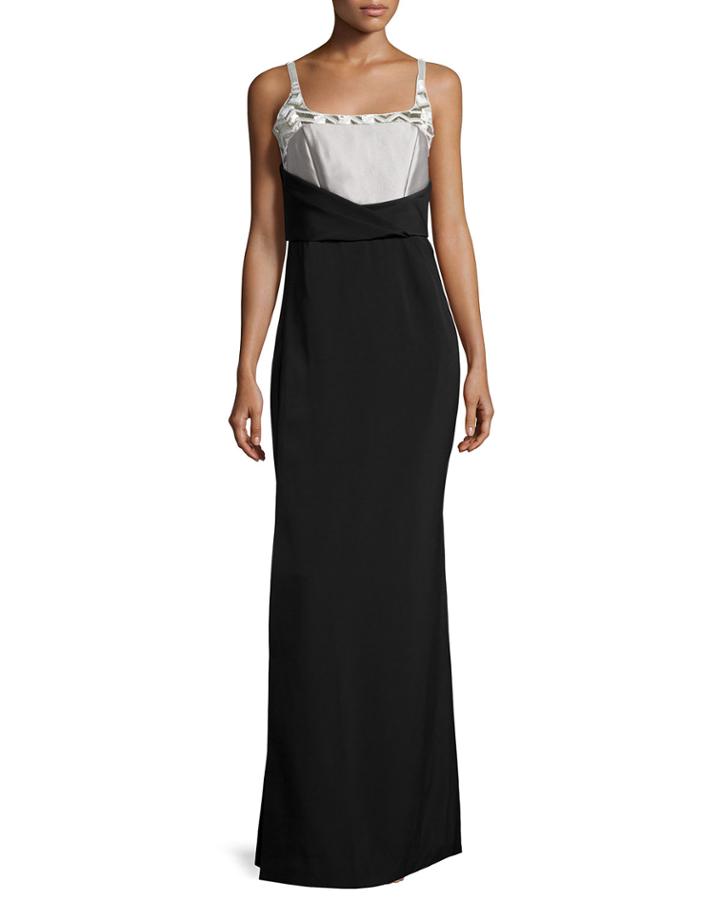 Sleeveless Colorblock Gown, Gris