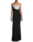 Sleeveless Colorblock Gown, Gris