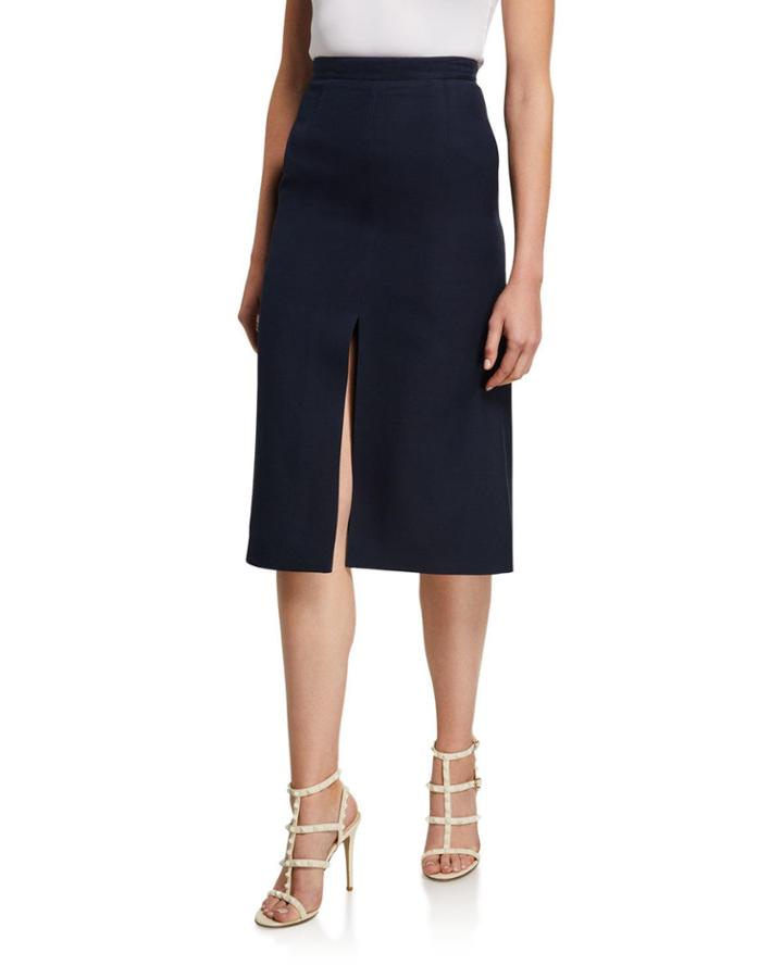 Front Slit Wool/silk A-line