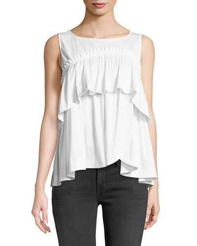 Smocked-trim Sleeveless Blouse