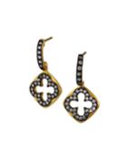 Two-tone Cross Drop Earrings With Cubic Zirconia