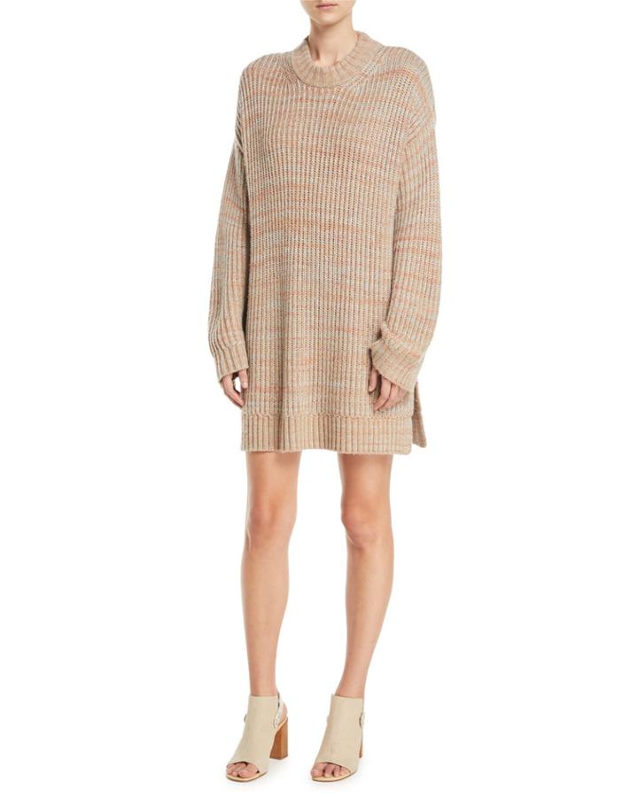 Orra Crewneck Oversized Ribbed Melange-knit Pullover