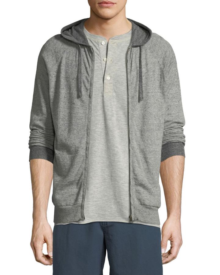 Whit Heathered-knit Zip-front Hoodie