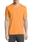 Psycho Bunny V-neck Logo Tee, Mango (orange), Men's,