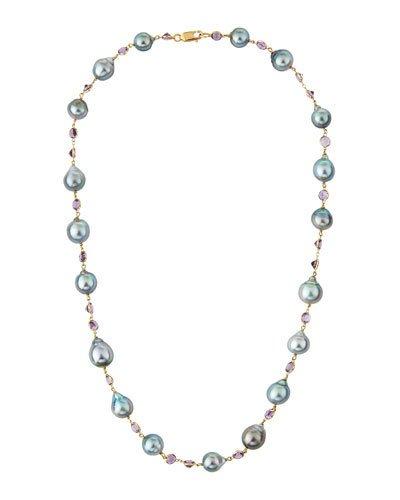 18k Gray Tahitian Pearl & Amethyst Necklace