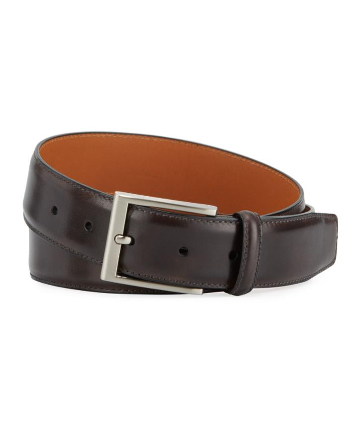 Men's Cruzar Leather Belt, Gray