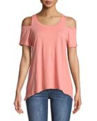 Jana Cold-shoulder Knotted Tee, Flower