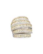 18k Five-row Yellow & White Diamond Band Ring, 5.23tcw,