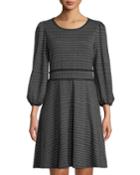 3/4-sleeve Houndstooth Double-knit