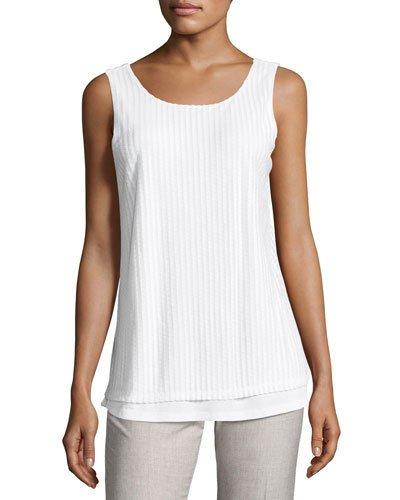 Scoop-neck Lace Up-back Tank, White