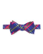 Happy Plaid Silk Bow Tie, Royal