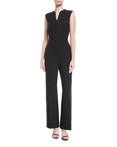 Pinstriped Sleeveless Jumpsuit