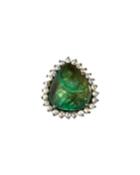 Diamond And Emerald-pear Ring,