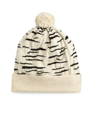 Cashmere Tiger-stripe Beanie Hat