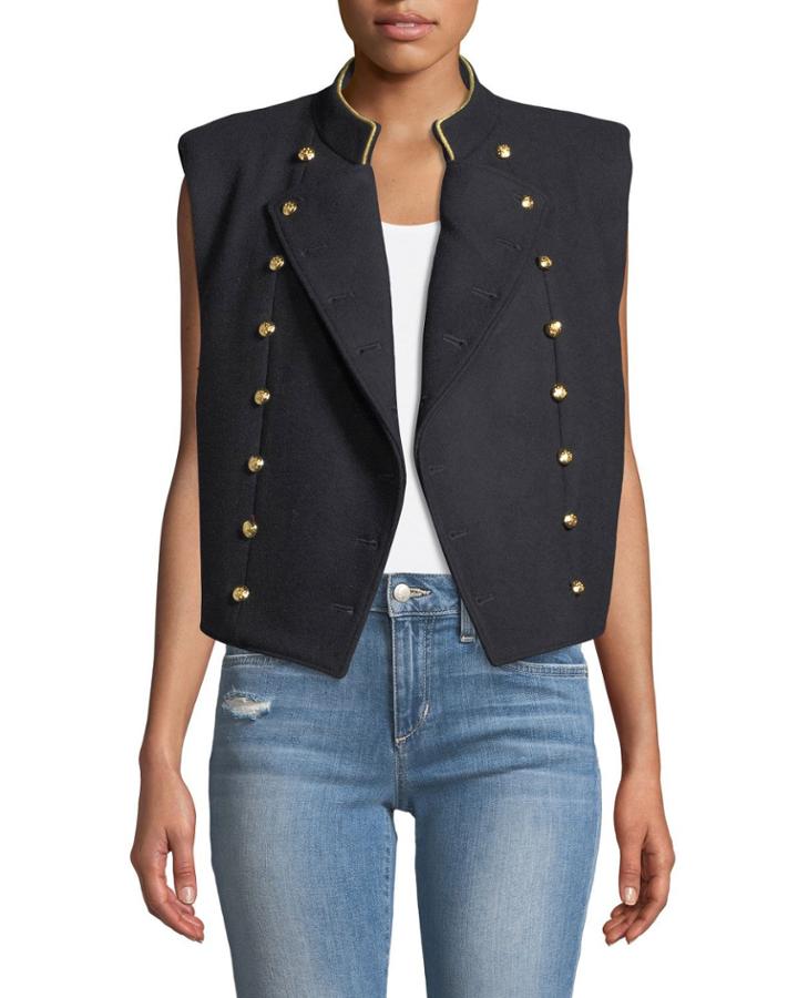 Double-breasted Military Crop Vest