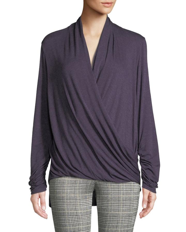 Long-sleeve Wrapped Jersey Top