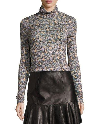 Lavish Floral Turtleneck Top