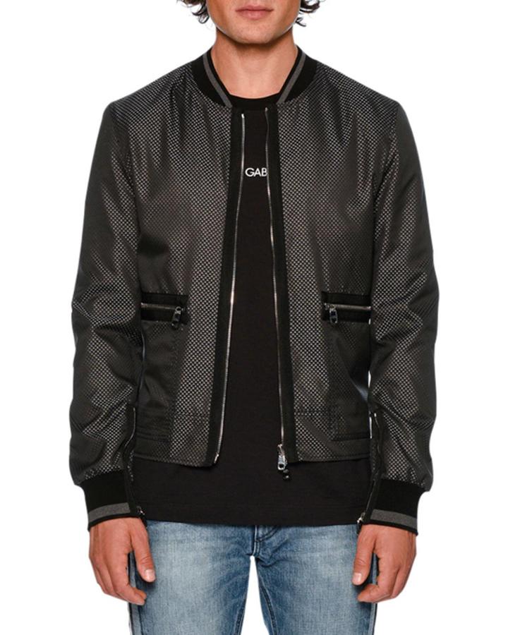 Jacquard Zip-front Bomber Jacket