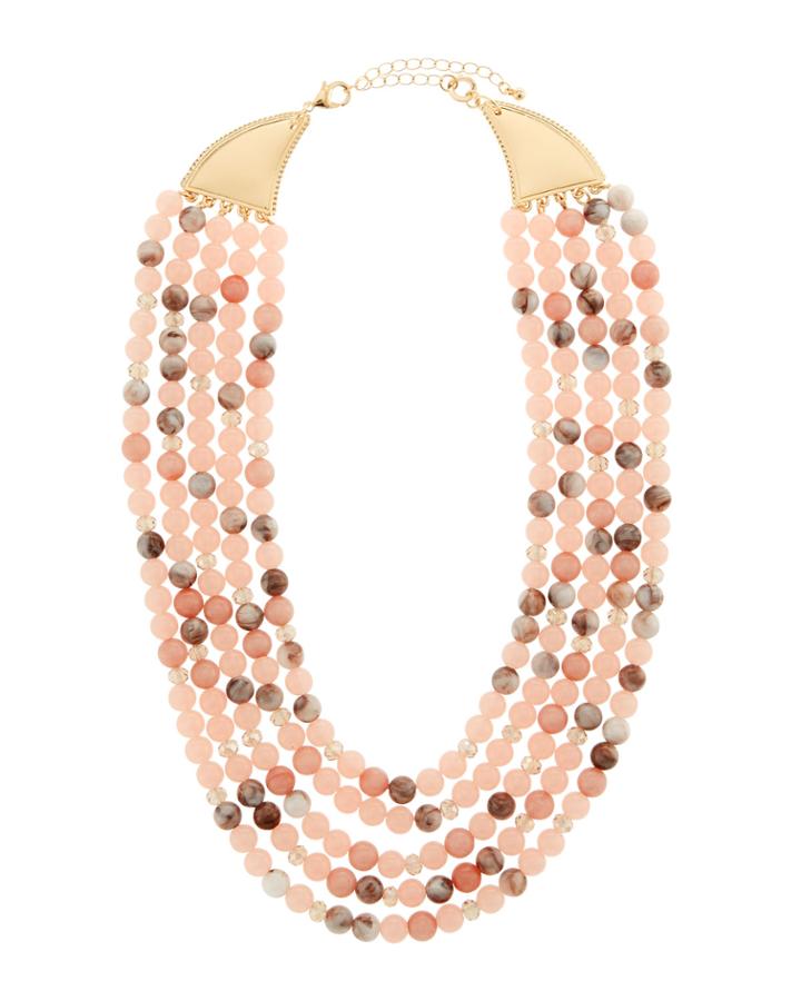 Short Multi-row Semiprecious Beaded Necklace