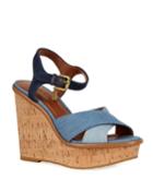 Denim Ankle-strap Wedge