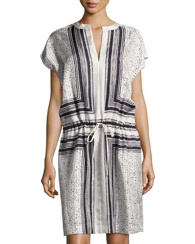 Scarf-print Drawstring-waist