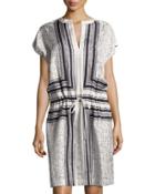 Scarf-print Drawstring-waist