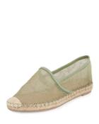 Lace Espadrille Flat, Green Tea