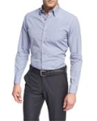 Check Cotton Dress Shirt, Medium Gray/white/navy
