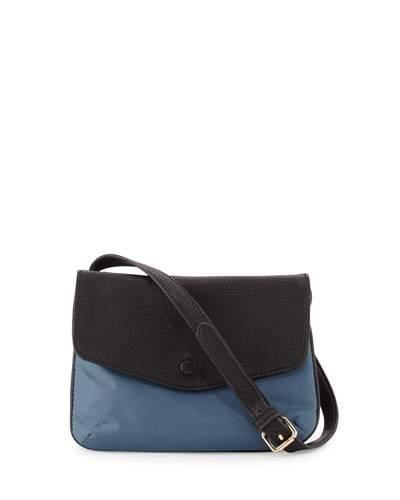 Marni Fold-over Nylon Crossbody Bag, Denim Gray