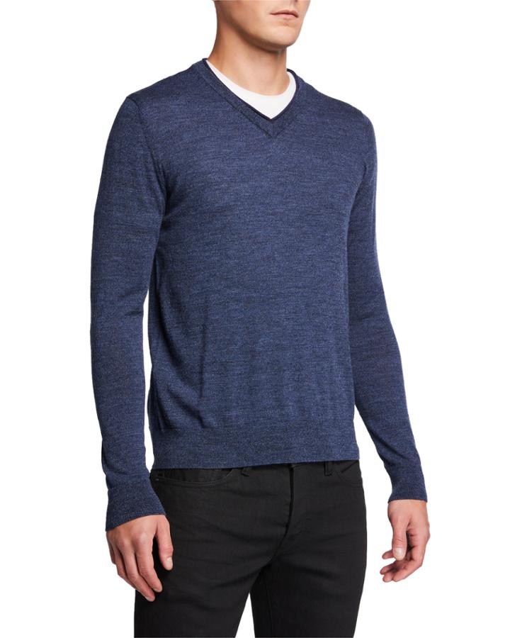 Men's Double-layer V-neck Melange