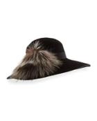 Felted Floppy Hat W/ Fox Fur, Black